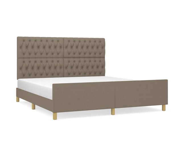 Estructura de cama con cabecero de tela gris taupe 180x200 cm diseño de botones