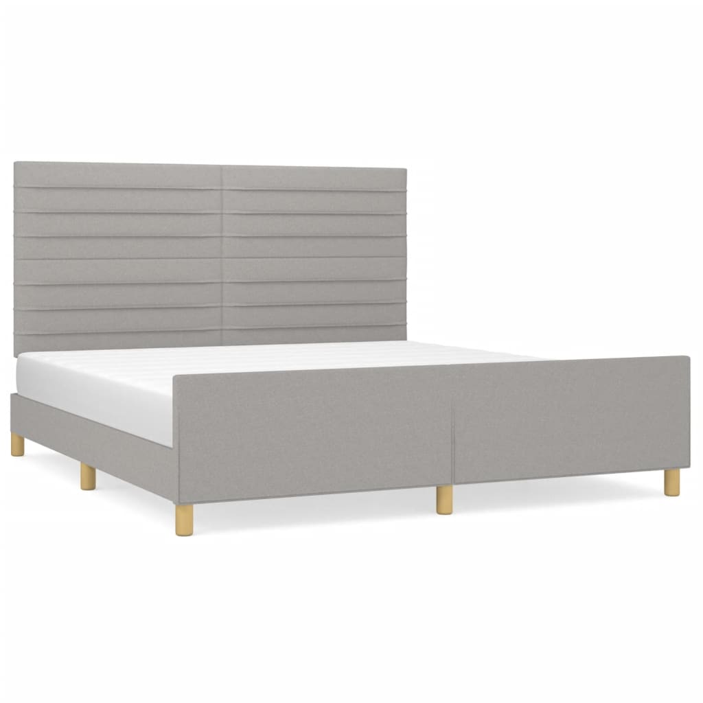 Estructura de cama con cabecero gris claro tela 180x200 cm rayas horizontales