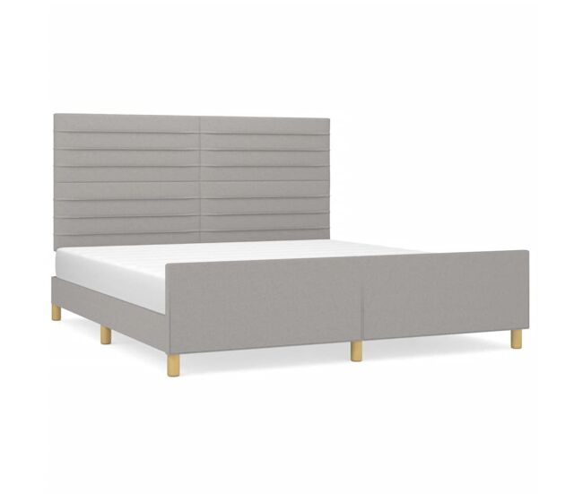 Estructura de cama con cabecero gris claro tela 180x200 cm rayas horizontales