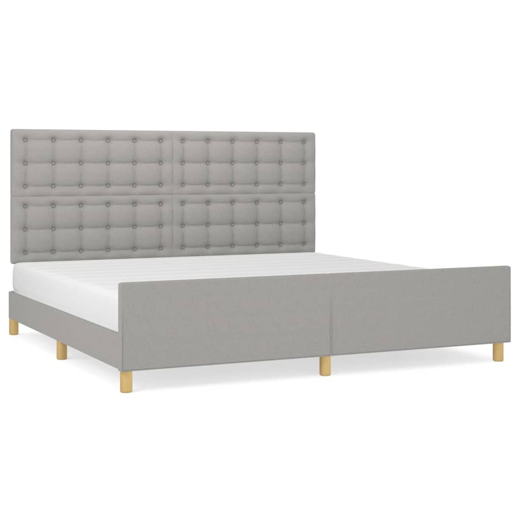 estructura de cama con cabecero de tela gris claro 200x200 cm botones
