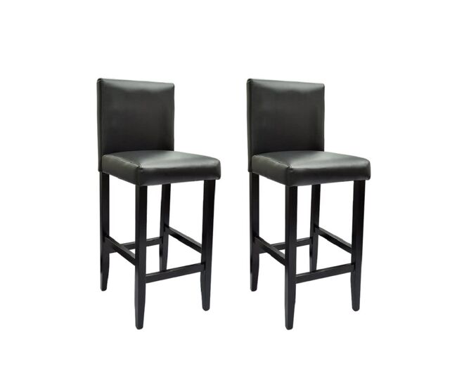 Vidaxl taburetes de cocina 2 unidades cuero sintético negro