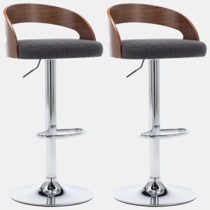 vidaXL Bancos de bar 2 pcs tecido cinzento-escuro e madeira curvada