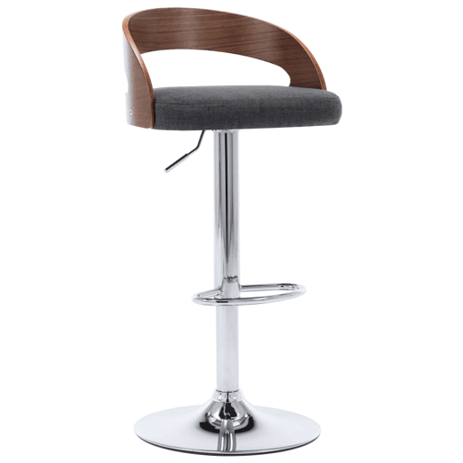 vidaXL Bancos de bar 2 pcs tecido cinzento-escuro e madeira curvada