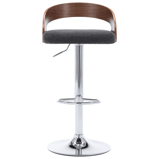vidaXL Bancos de bar 2 pcs tecido cinzento-escuro e madeira curvada