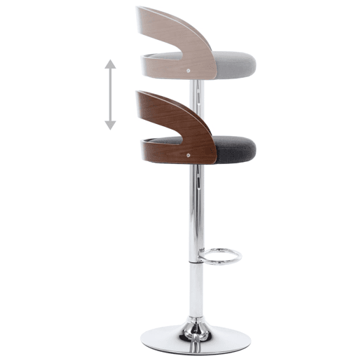 vidaXL Bancos de bar 2 pcs tecido cinzento-escuro e madeira curvada