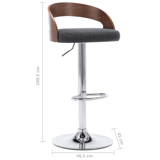 vidaXL Bancos de bar 2 pcs tecido cinzento-escuro e madeira curvada