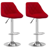 vidaXL Bancos de bar 2 pcs veludo vermelho tinto
