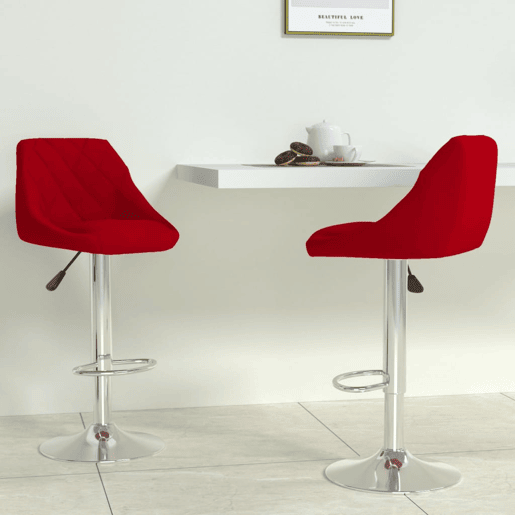 vidaXL Bancos de bar 2 pcs veludo vermelho tinto