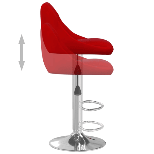 vidaXL Bancos de bar 2 pcs veludo vermelho tinto