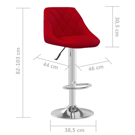 vidaXL Bancos de bar 2 pcs veludo vermelho tinto