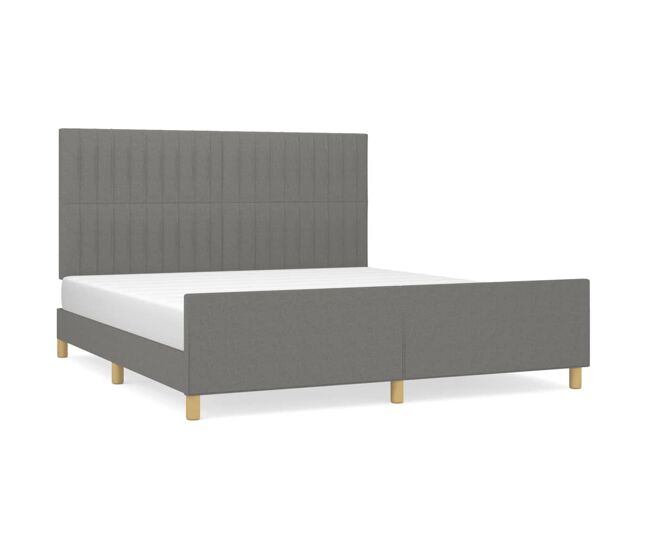 Estructura de cama con cabecero tela gris oscuro 160x200 cm rayas verticales