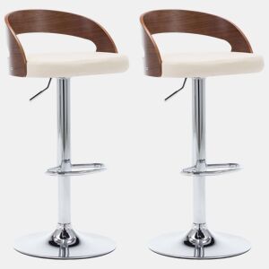 vidaXL Bancos de bar 2 pcs couro artificial creme e madeira curvada