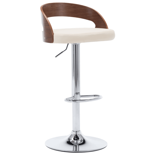 vidaXL Bancos de bar 2 pcs couro artificial creme e madeira curvada