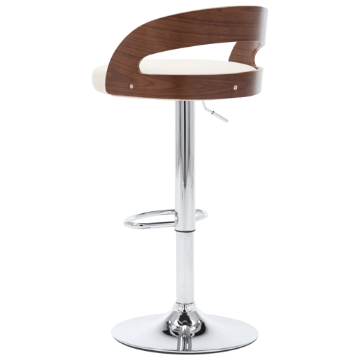 vidaXL Bancos de bar 2 pcs couro artificial creme e madeira curvada
