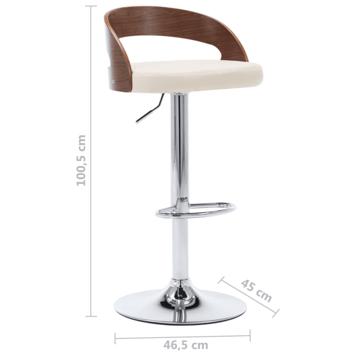 vidaXL Bancos de bar 2 pcs couro artificial creme e madeira curvada