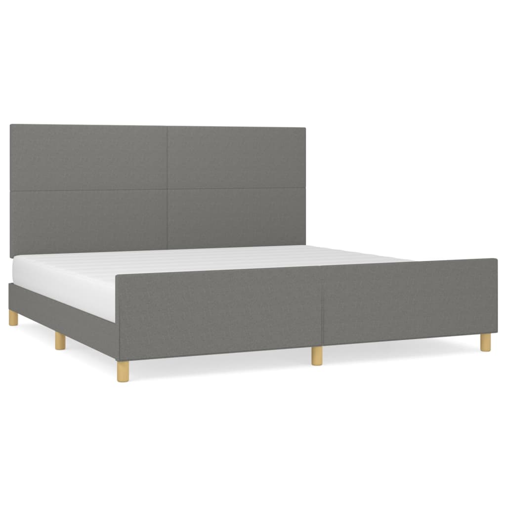 estructura de cama con cabecero tela gris oscuro 200x200 cm diseno plano