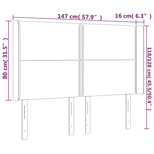 vidaXL Cabeceira de cama c LED tecido 147x16x118128 cm cinza-escuro vidaXL Cabeceira de cama c LED tecido 147x16x118128 cm cinza-escuro