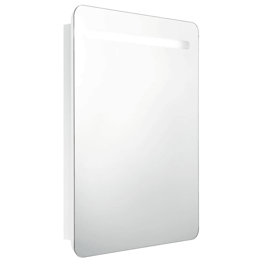 vidaXL Armário espelhado casa de banho LED 60x11x80cm branco brilhante vidaXL Armário espelhado casa de banho LED 60x11x80cm branco brilhante