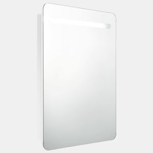 vidaXL Armário espelhado casa de banho LED 60x11x80cm branco brilhante