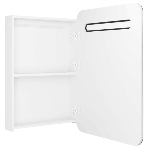 vidaXL Armário espelhado casa de banho LED 60x11x80cm branco brilhante vidaXL Armário espelhado casa de banho LED 60x11x80cm branco brilhante