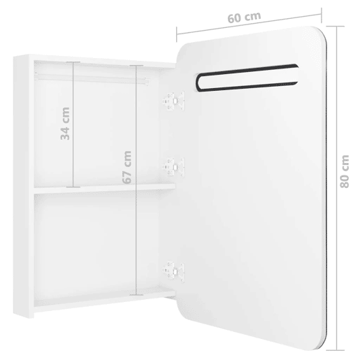 vidaXL Armário espelhado casa de banho LED 60x11x80cm branco brilhante vidaXL Armário espelhado casa de banho LED 60x11x80cm branco brilhante