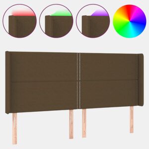 vidaXL Cabeceira de cama c luzes LED tecido 183x16x118128cm castanho