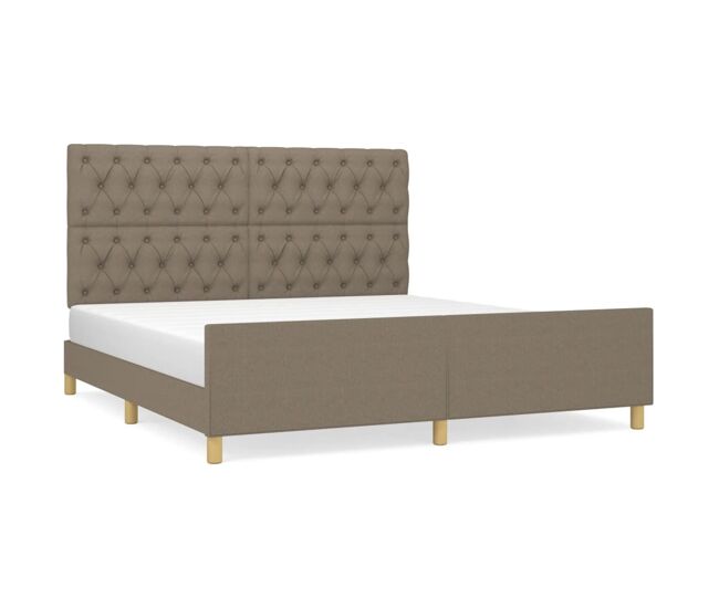 Estructura de cama con cabecero de tela gris taupe 160x200 cm diseño de botones