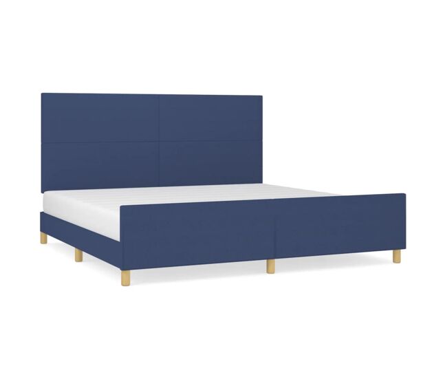 Estructura de cama con cabecero de tela azul 200x200 cm diseño plano