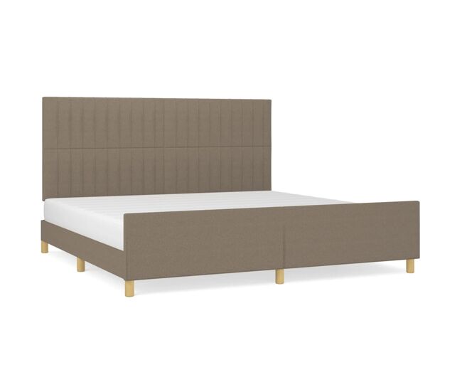 Estructura de cama con cabecero de tela gris taupe 200x200 cm rayas verticales