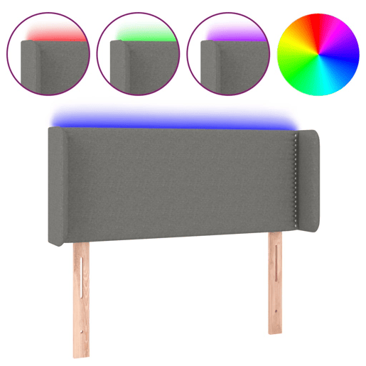 vidaXL Cabeceira cama c luzes LED tecido 93x16x7888cm cinza-escuro vidaXL Cabeceira cama c luzes LED tecido 93x16x7888cm cinza-escuro