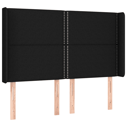 vidaXL Cabeceira de cama c luzes LED tecido 147x16x118128 cm preto