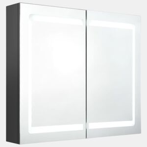 vidaXL Armário espelhado casa de banho LED 80x12x68 cm cinzento