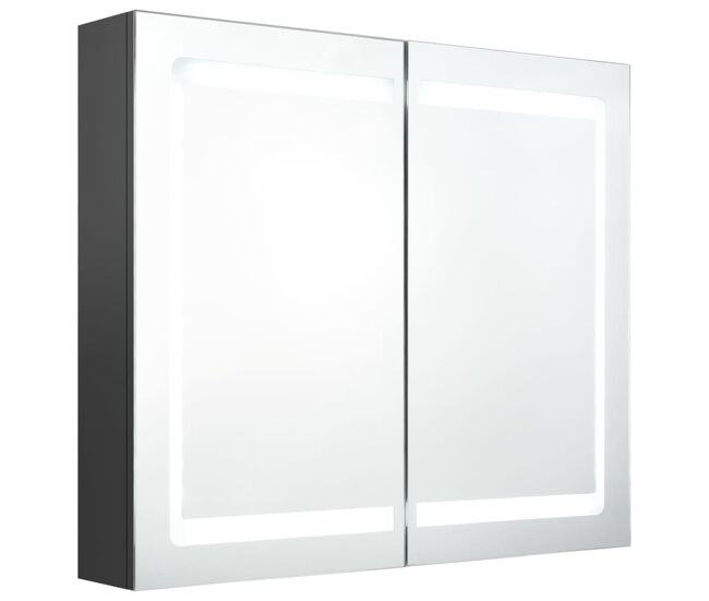 Vidaxl armario de baño con espejo y led gris 80x12x68 cm