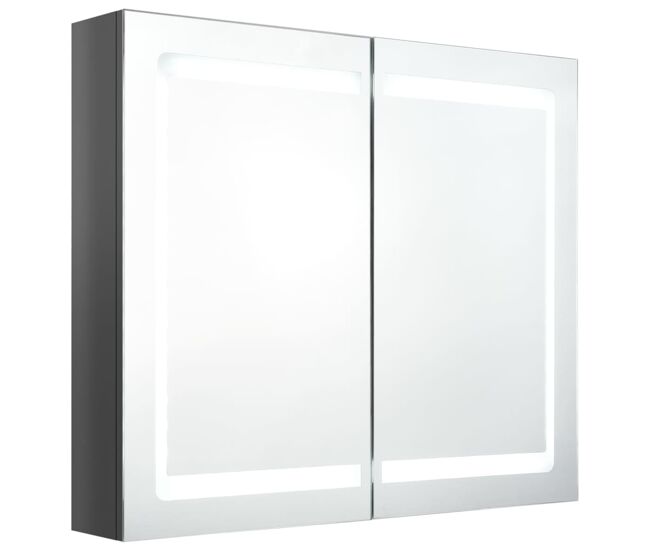 Vidaxl armario de baño con espejo led gris brillante 80x12x68 cm