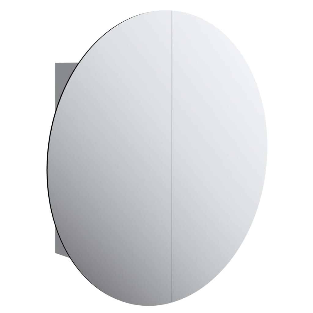 Vidaxl armario de baño con espejo redondo y led gris 54x54x17,5 cm