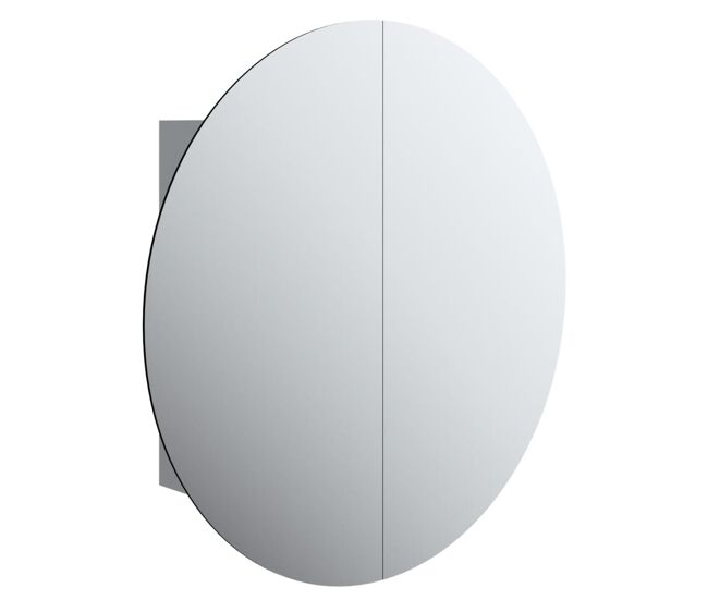 Vidaxl armario de baño con espejo redondo y led gris 54x54x17,5 cm