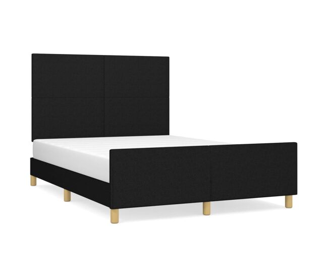Estructura de cama con cabecero de tela negro 140x190 cm diseño plano