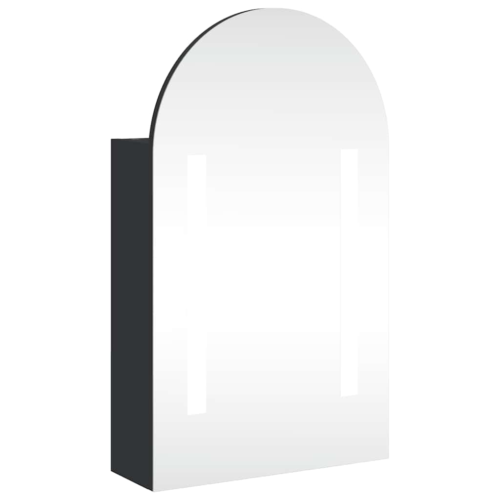 Vidaxl mueble de baño con espejo arqueado y luz led negro 42x13x70 cm