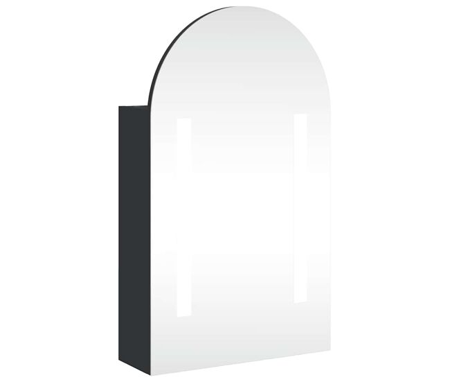 Vidaxl mueble de baño con espejo arqueado y luz led negro 42x13x70 cm