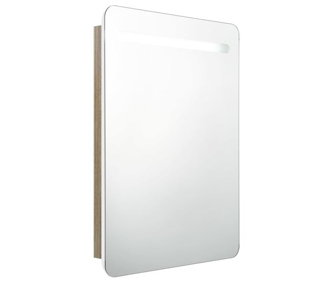 Vidaxl armario de baño con espejo y led blanco y roble 60x11x80 cm