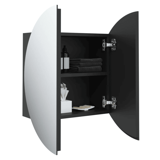vidaXL Armário casa de banho c espelho redondoLED 47x47x17,5cm preto