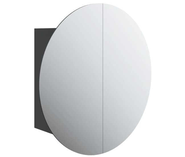 Vidaxl armario de baño con espejo redondo y led negro 40x40x17,5 cm