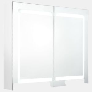 vidaXL Armário espelhado casa de banho LED 80x12x68cm branco brilhante
