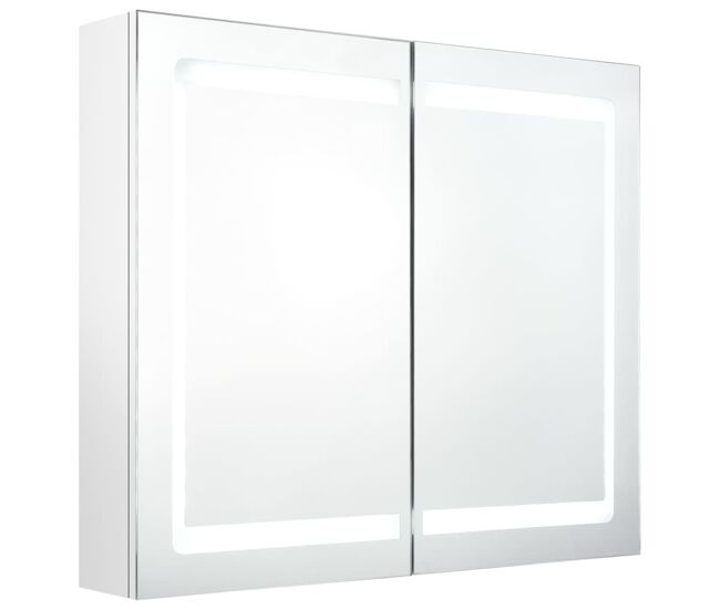 Vidaxl armario de baño con espejo led blanco brillante 80x12x68 cm