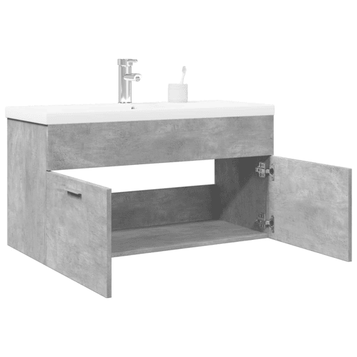 vidaXL Armário de casa de banho com lavatório embutido cinza cimento vidaXL Armário de casa de banho com lavatório embutido cinza cimento