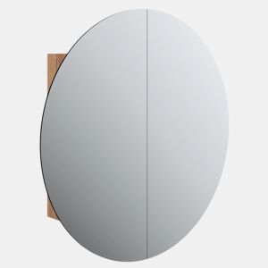 vidaXL Armário WC espelho redondo luz LED 54x54x17,5 cm cor carvalho