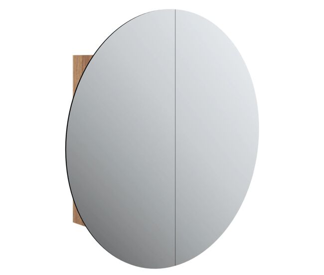 Vidaxl armario de baño con espejo redondo y led roble 54x54x17,5 cm