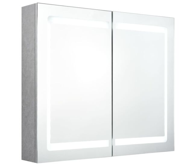 Vidaxl armario de baño con espejo led gris hormigón 80x12x68 cm