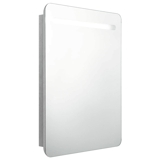 vidaXL Armário espelhado casa de banho LED 60x11x80cm cinzento cimento