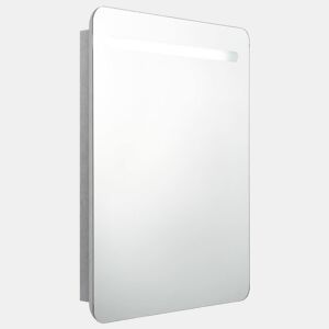 vidaXL Armário espelhado casa de banho LED 60x11x80cm cinzento cimento
